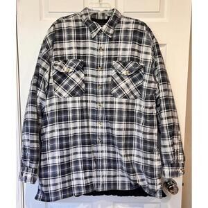 Cascade Flannel Shirt Men's XL Blue White Quilted Lined Plaid Shacket Jacket